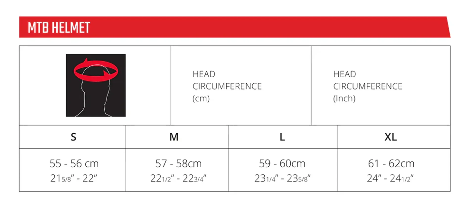 Leatt Helmet Size Chart