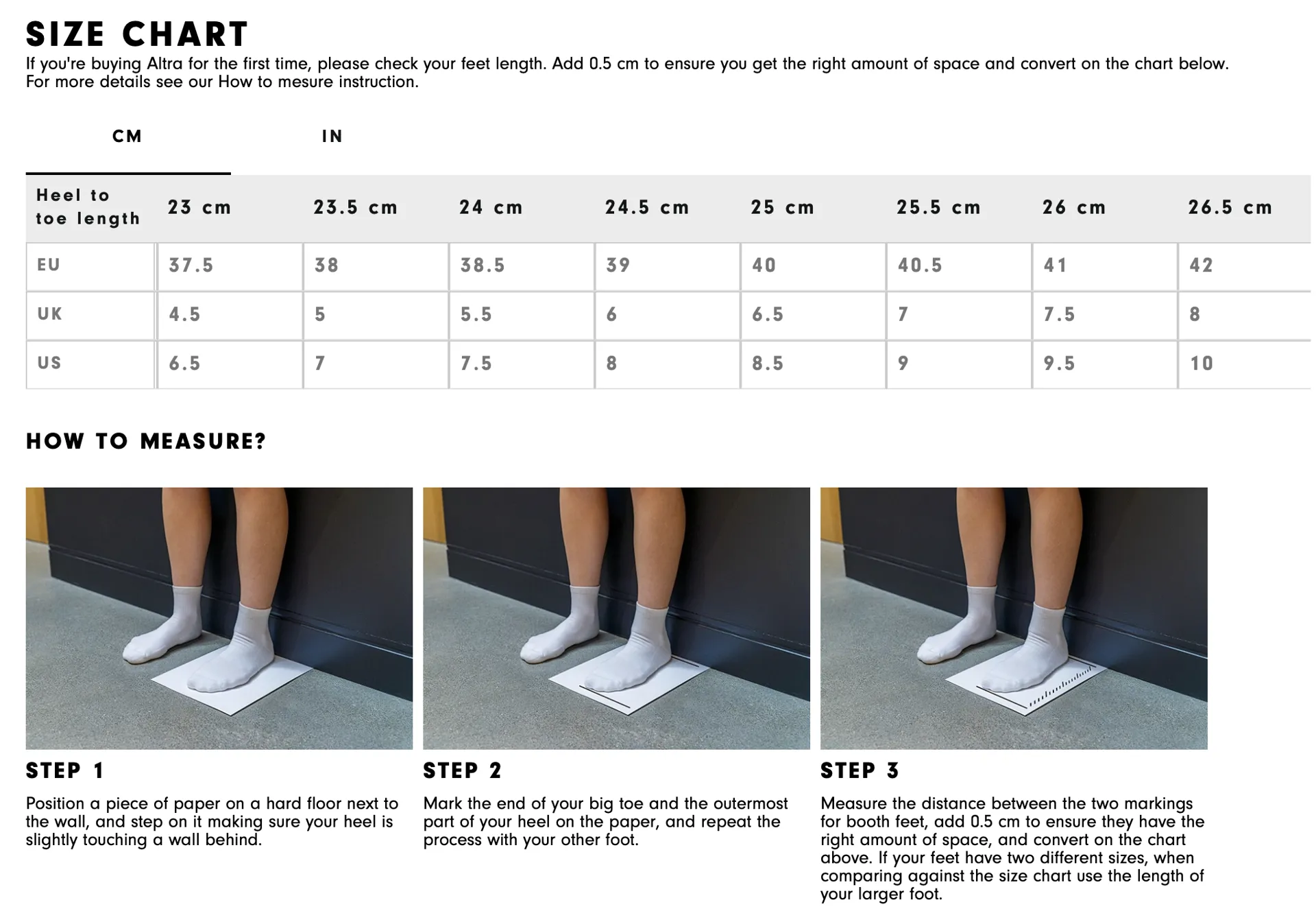 Altra Womens Size Guide
