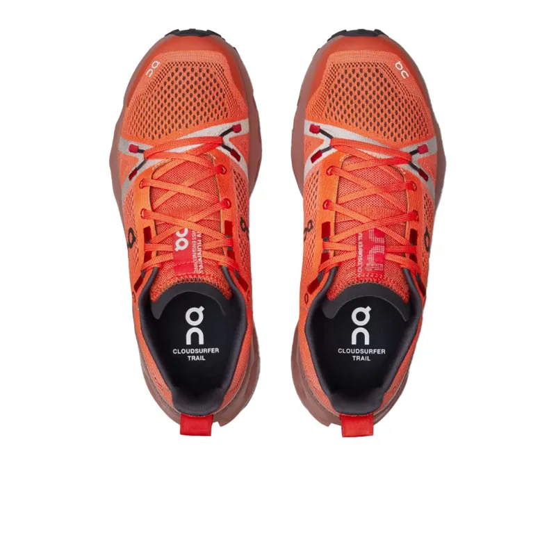 On Cloudsurfer Trail Womens Running Shoes - Flame Dustrose-3