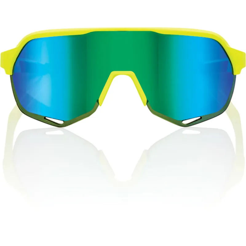 100 S2 Matt Flo Yellow, Green Mirror Lens Cycling Glasses-1