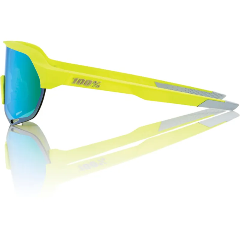 100 S2 Matt Flo Yellow, Green Mirror Lens Cycling Glasses-2