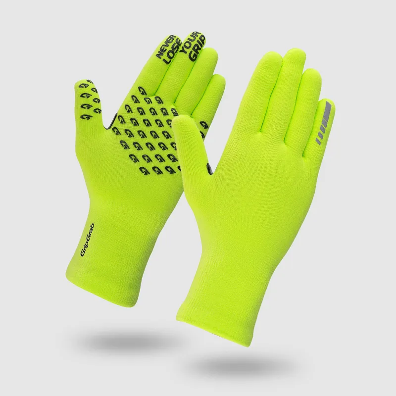 GripGrab Waterproof Knitted Winter Gloves - Hi Vis Yellow