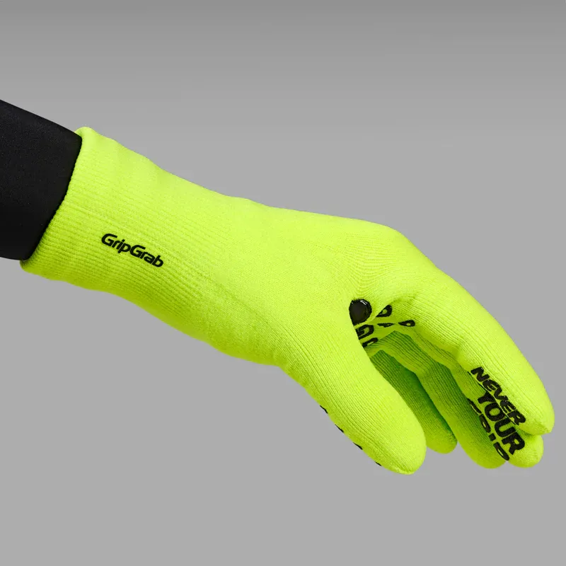 GripGrab Waterproof Knitted Winter Gloves - Hi Vis Yellow-3