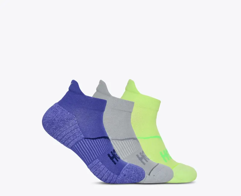 Hoka No-Show Running Sock 3-Pack - Celstl Blue / Minrl Blue / Neon Yuzu