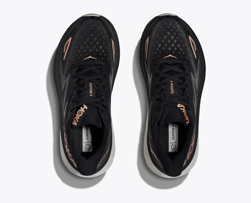  Hoka Womens Bondi 9 Road Running Shoes - Black Rose Gold-1