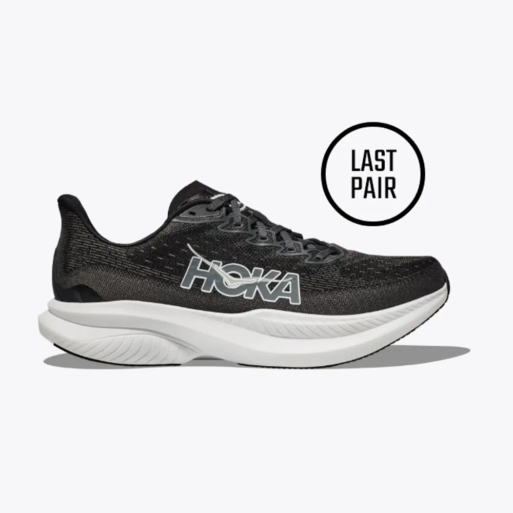 Hoka Mach 6 Mens Road Running Shoe - Black White - UK8.5