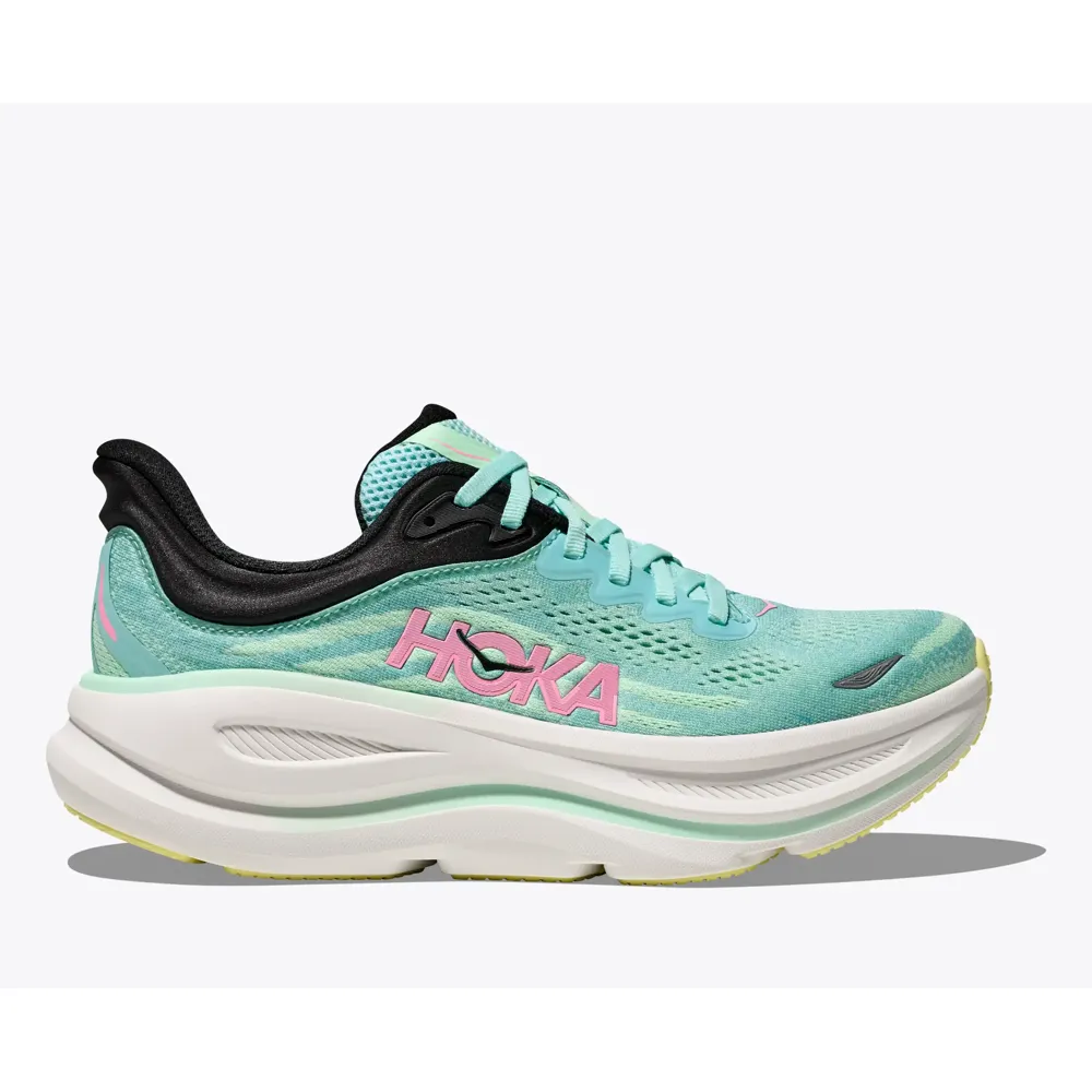 Hoka Bondi 9 Womens Road Running Shoes - Blue Spark Mint Fluorite 3 UK