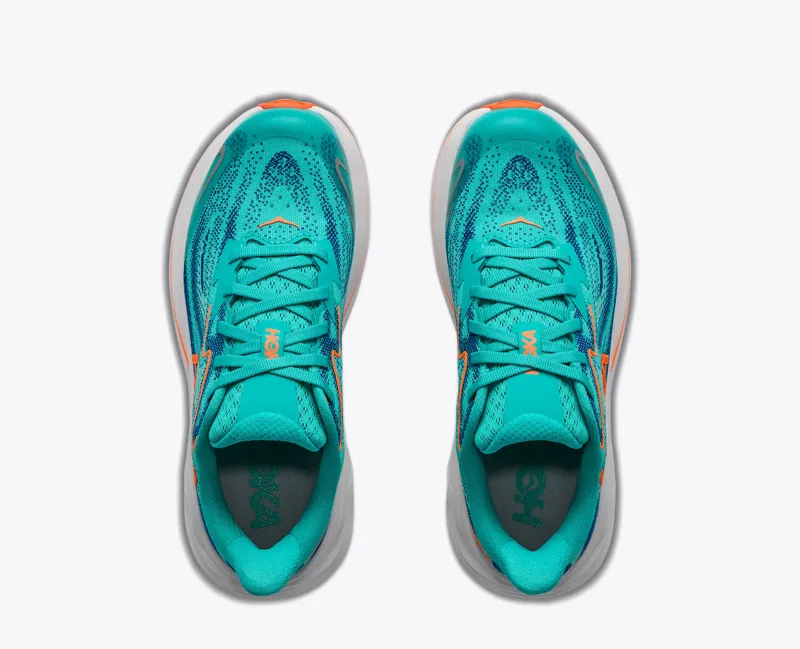 Hoka Clifton 10 Big Kids Road Running Shoes - Night Glow Blue Electric Aqua-2