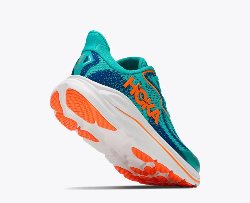 Hoka Clifton 10 Big Kids Road Running Shoes - Night Glow Blue Electric Aqua-4