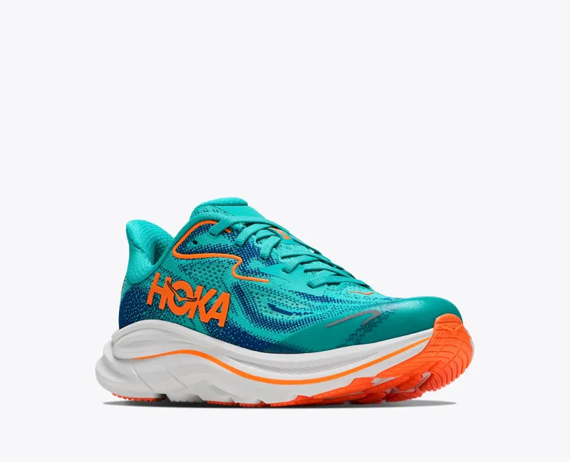 Hoka Clifton 10 Big Kids Road Running Shoes - Night Glow Blue Electric Aqua-6