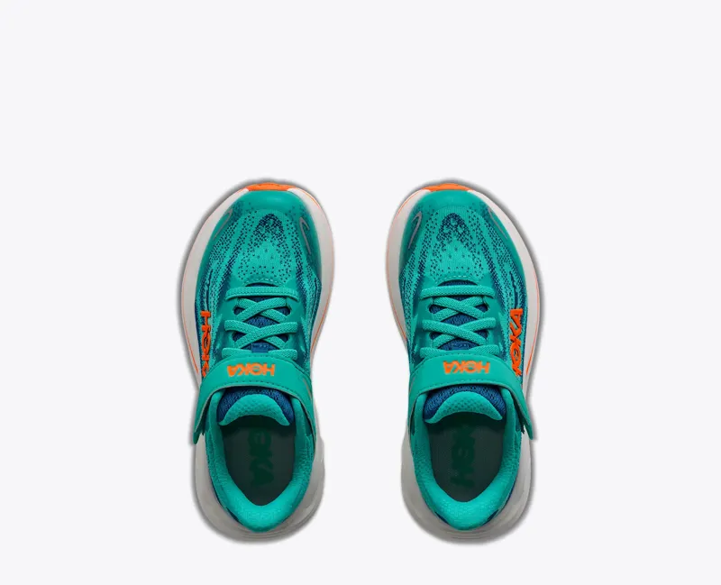 Hoka Clifton 10 Little Kids Road Running Shoes - Night Glow Blue Electric Aqua-1