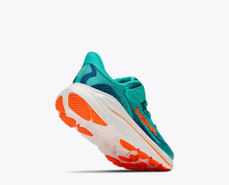 Hoka Clifton 10 Little Kids Road Running Shoes - Night Glow Blue Electric Aqua-3