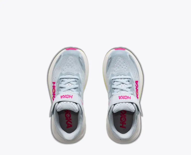 Hoka Clifton 10 Little Kids Road Running Shoes - Overcast Neon Dragonfruit-5