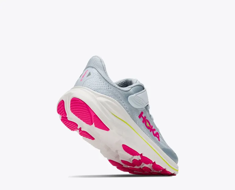Hoka Clifton 10 Little Kids Road Running Shoes - Overcast Neon Dragonfruit-2