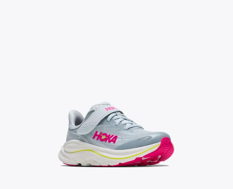 Hoka Clifton 10 Little Kids Road Running Shoes - Overcast Neon Dragonfruit-4