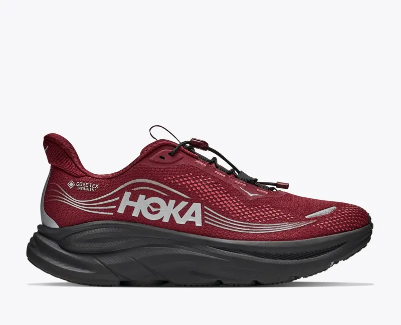 Hoka Clifton 11 GTX Mens Waterproof Road Running Shoe - Varsity Burgundy Carbon Black