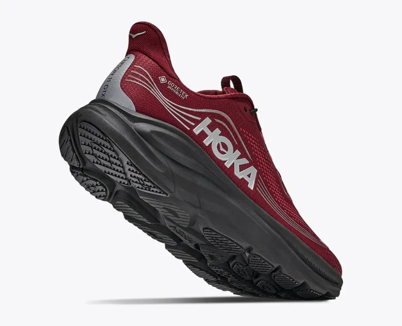 Hoka Clifton 11 GTX Mens Waterproof Road Running Shoe - Varsity Burgundy Carbon Black-5