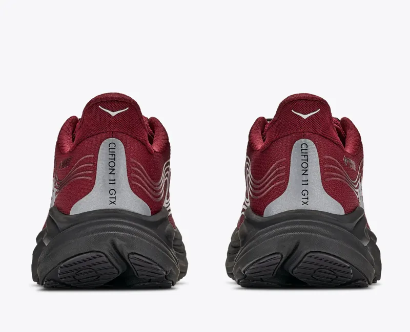 Hoka Clifton 11 GTX Mens Waterproof Road Running Shoe - Varsity Burgundy Carbon Black-2