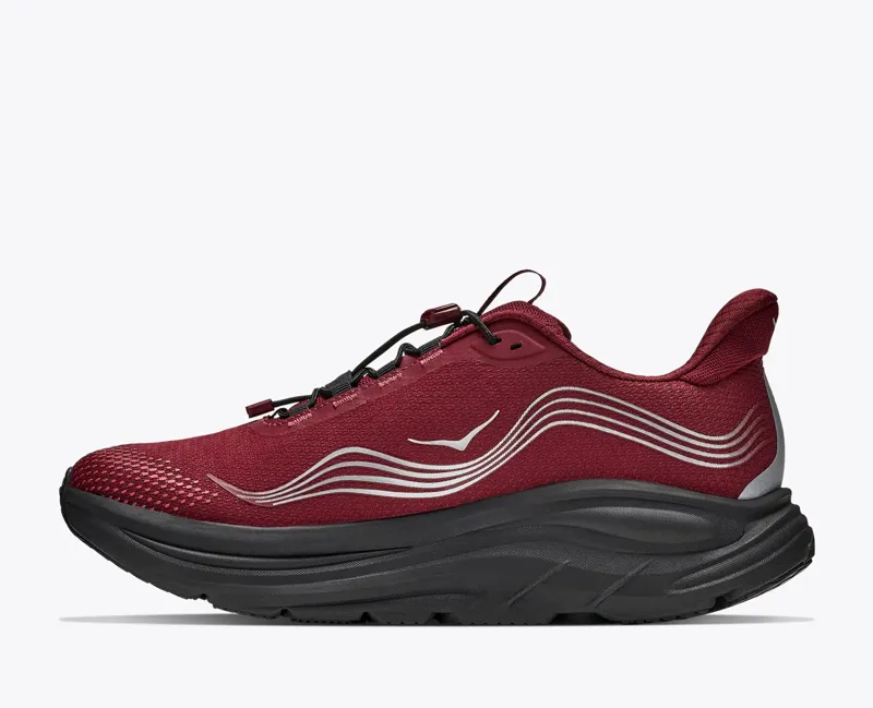 Hoka Clifton 11 GTX Mens Waterproof Road Running Shoe - Varsity Burgundy Carbon Black-7
