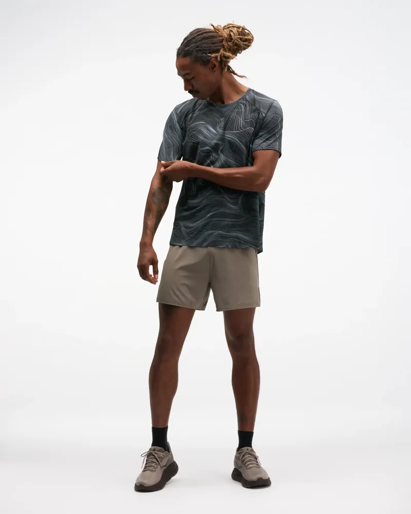 Hoka EveryRun Short Sleeve Running T-Shirt - Black White Print-2