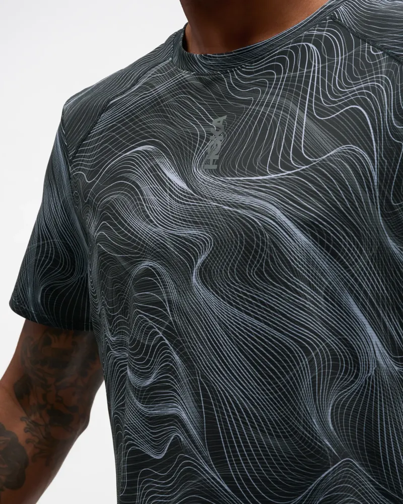 Hoka EveryRun Short Sleeve Running T-Shirt - Black White Print-4