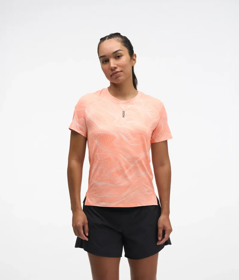 Hoka Everyrun Womens Short Sleeved Running T-Shirt - Sunstone Print