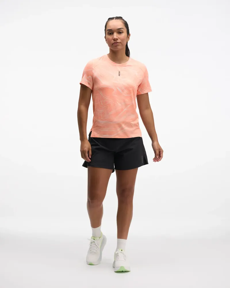 Hoka Everyrun Womens Short Sleeved Running T-Shirt - Sunstone Print-2