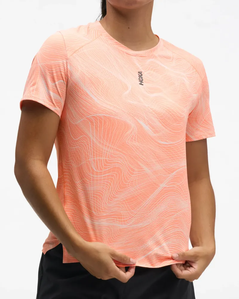 Hoka Everyrun Womens Short Sleeved Running T-Shirt - Sunstone Print-3