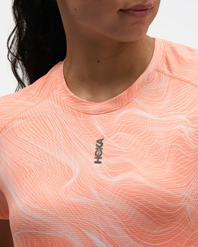 Hoka Everyrun Womens Short Sleeved Running T-Shirt - Sunstone Print-4