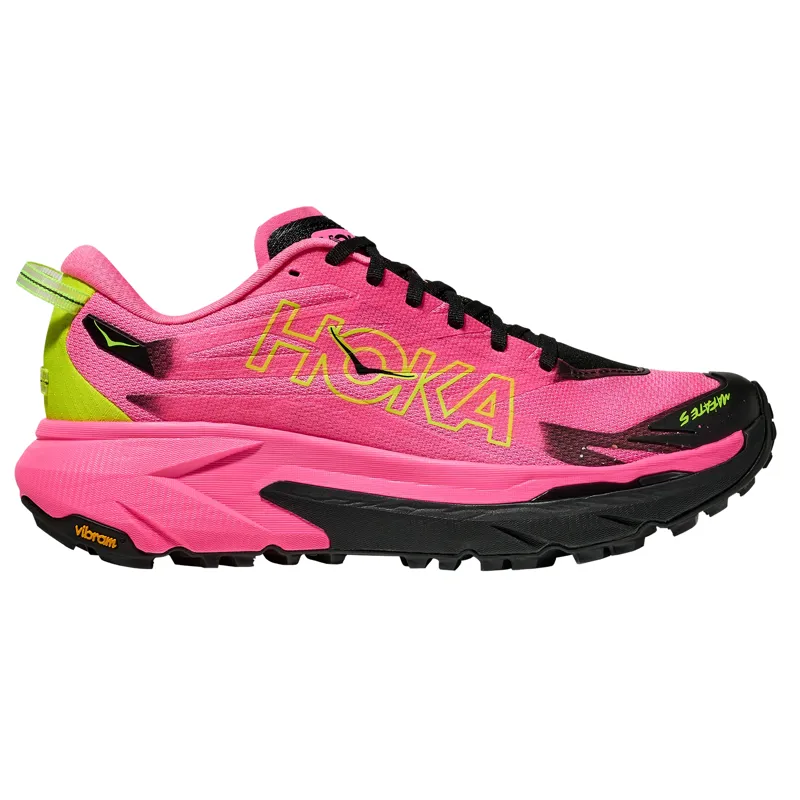 Hoka Mafate 5 Womens Trail Running Shoe - Neon Rose Black - UK6.5