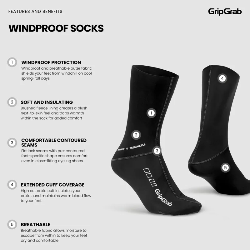 GripGrab Windproof Spring-Autumn Socks - Black-1