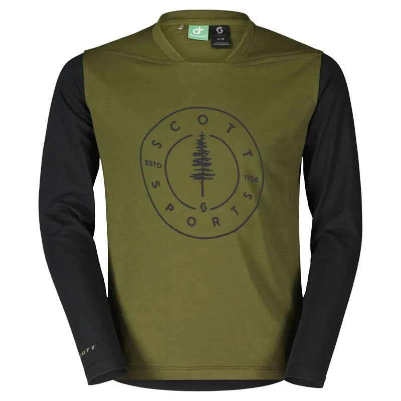 Scott Trail 10 DRI Long Sleeve Junior Shirt - Fir Green Black