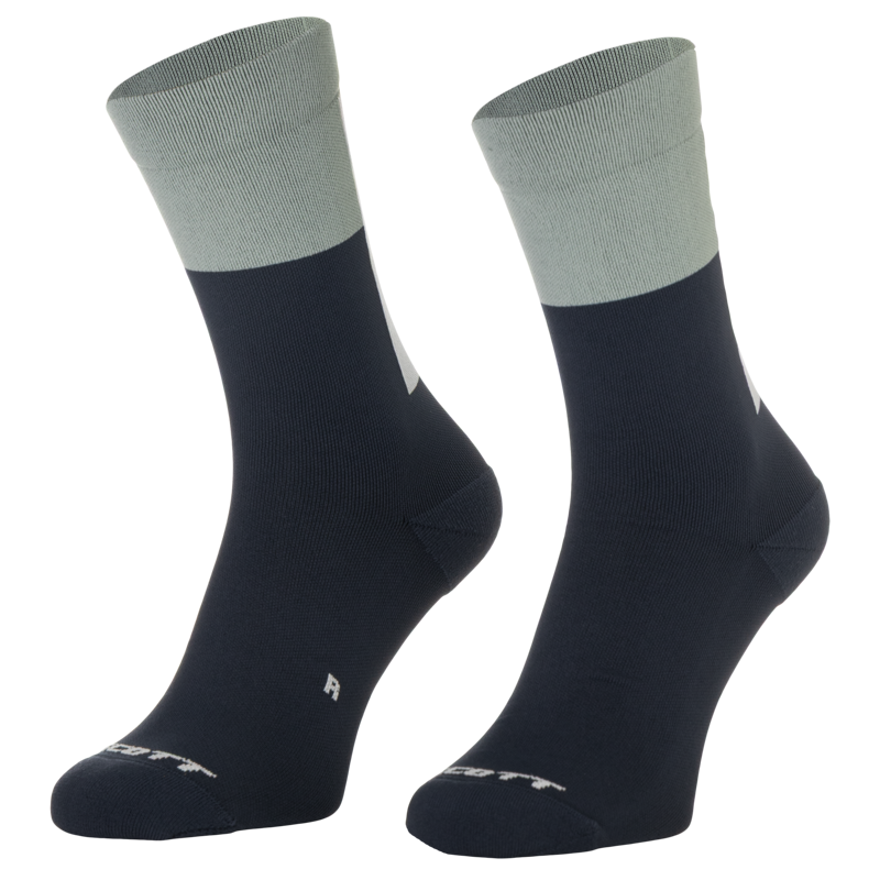 Scott Block Stripe Crew Socks - Dark Blue Spray Grey