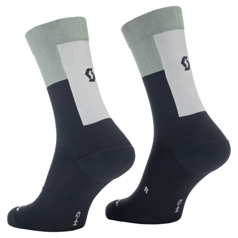 Scott Block Stripe Crew Socks - Dark Blue Spray Grey-1