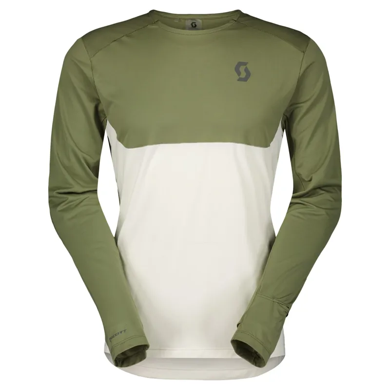 Scott Endurance Tech Long-Sleeved Running Jersey - Hay Green Cotton White