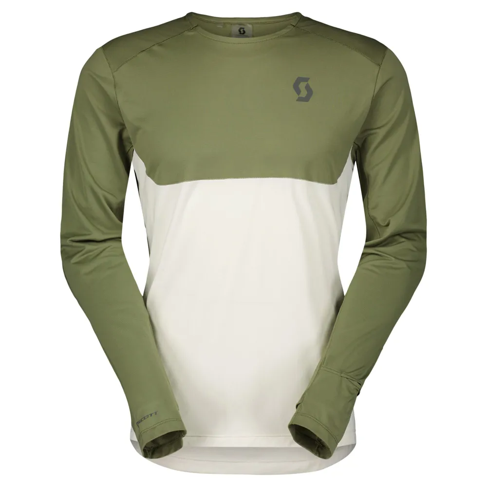 Scott Endurance Tech Long-Sleeved Running Jersey - Hay Green Cotton White