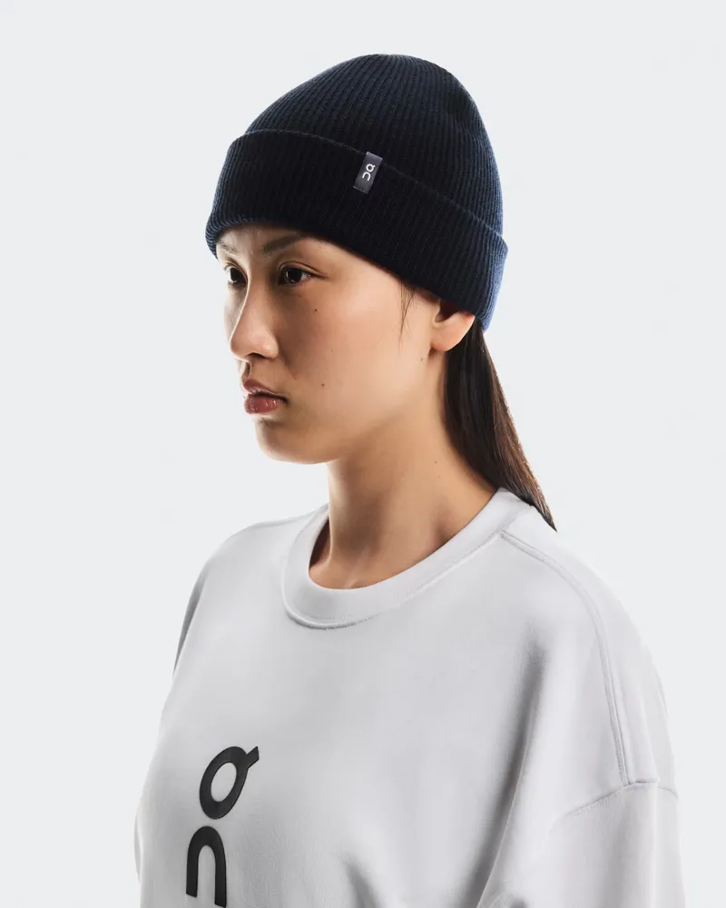 On running Merino Beanie - Midnight Blue-1