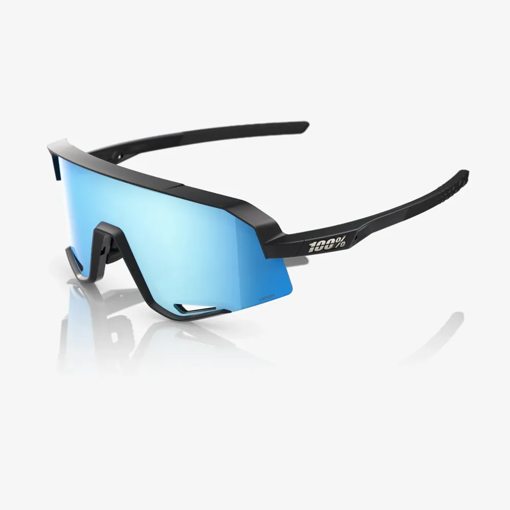 100% Slendale Sunglasses - Matte Black with Wiper Blue Mirror Lens