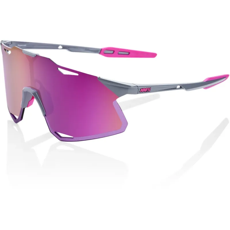 100% Hypercraft Sunglasses - Gloss Light Grey / Purple Multilayer Mirror Lens 
