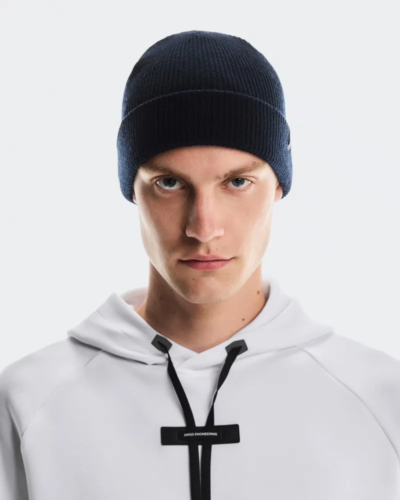 On running Merino Beanie - Midnight Blue