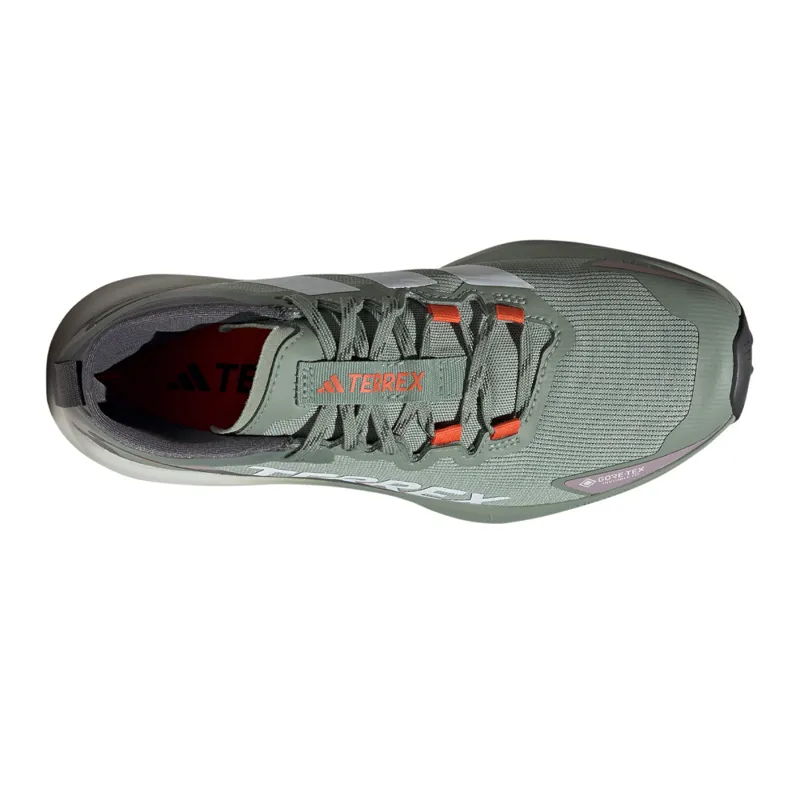 Adidas Terrex Agravic GTX Womens Trail Running Shoes - Green White Fig-2