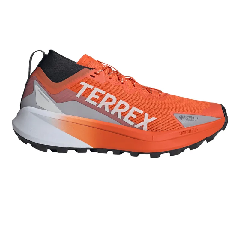 Adidas Terrex Agravic GTX Mens Trail Running Shoes - Semi Impact Orange Cloud White Carbon - UK9