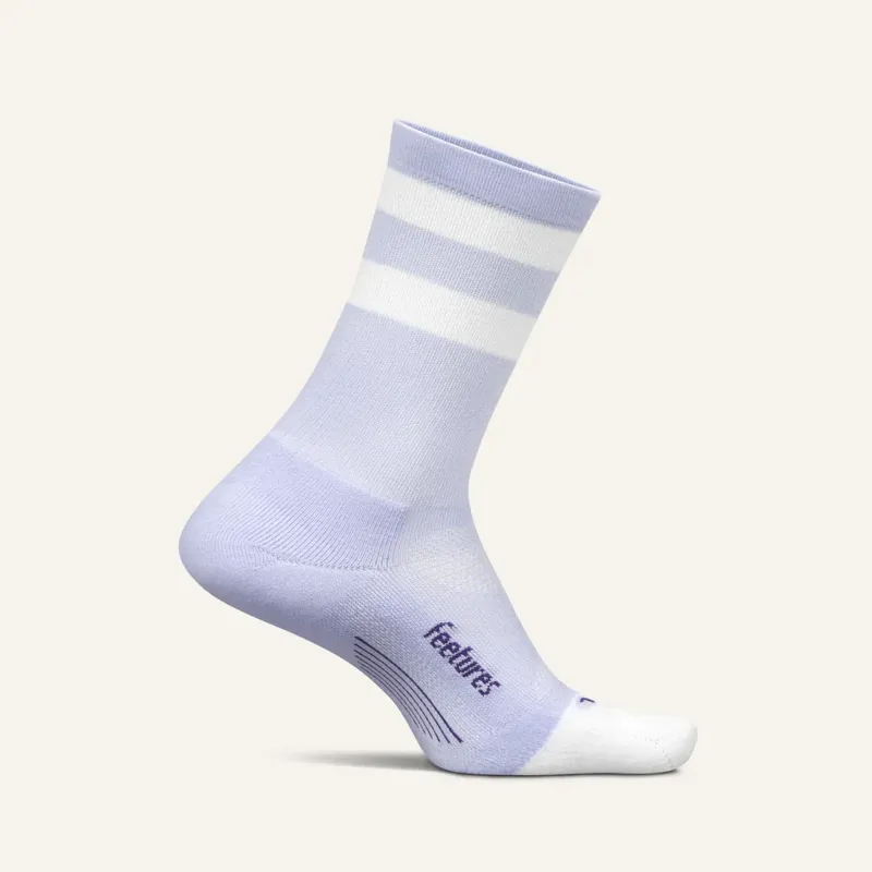 Feetures Elite Light Cushion Mini Crew Sock - Lilac High Top Stripe