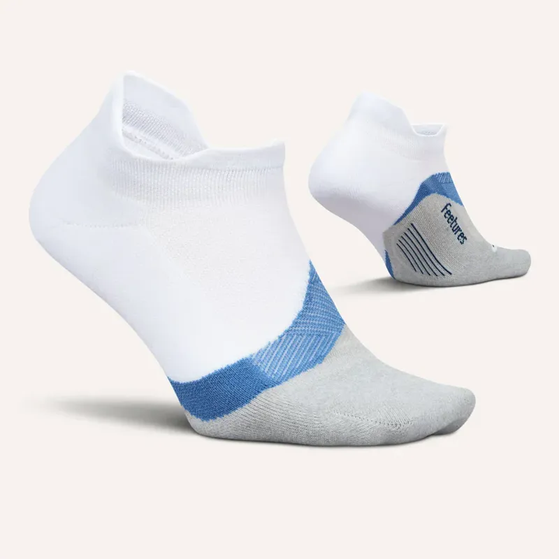 Feetures Elite Light Cushion No Show Tab Running Sock - White Tide-1