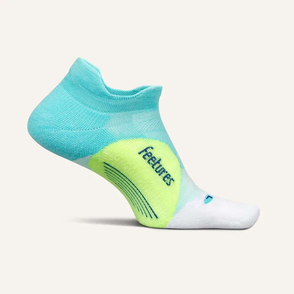 Feetures Elite Light Cushion No Show Tab Running Sock Aqua Surf
