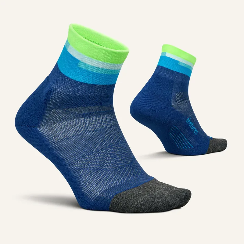 Feetures Elite Light Cushion Quarter Running Sock Surfboard Blue-1
