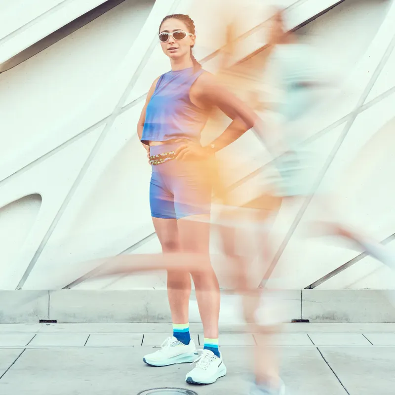 Feetures Elite Light Cushion Quarter Running Sock Surfboard Blue-3