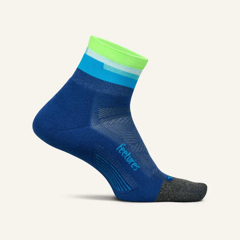 Feetures Elite Light Cushion Quarter Running Sock Surfboard Blue