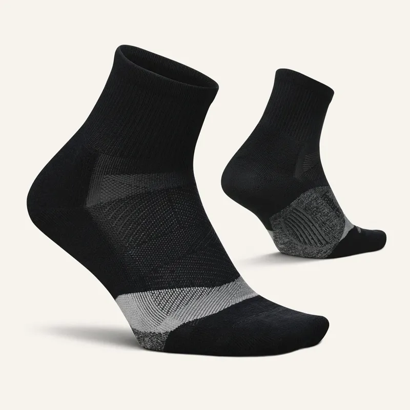 Feetures Elite Light Cushion Quarter Ruuning Sock Black-1