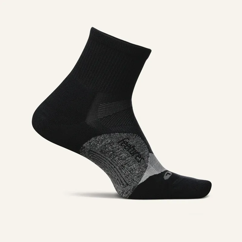 Feetures Elite Light Cushion Quarter Ruuning Sock Black